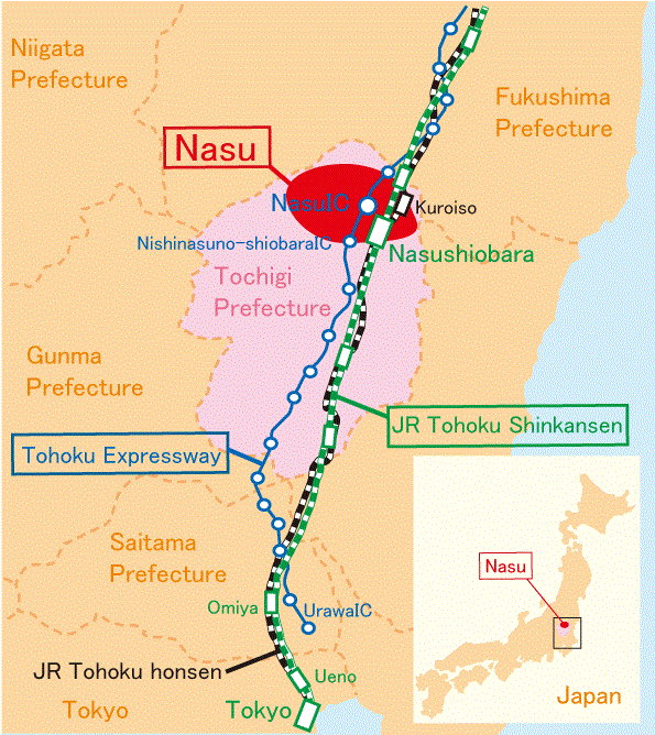 那須高原の場所マップ
